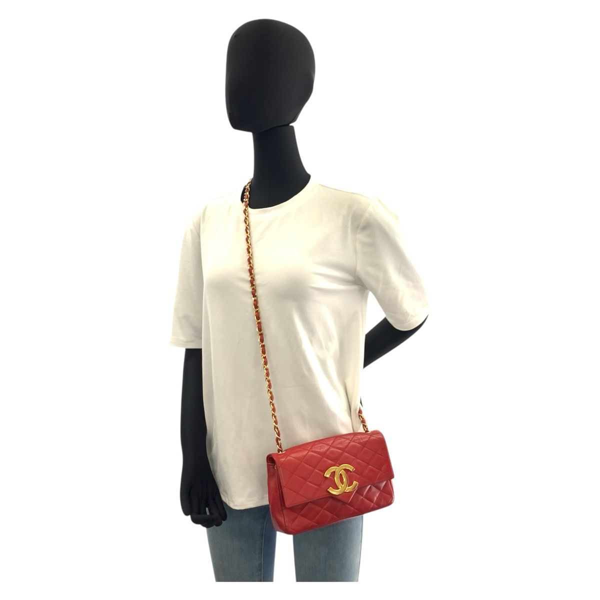 CHANEL シャネル ヴィンテージ マトラッセ デカココ レッド ゴールド