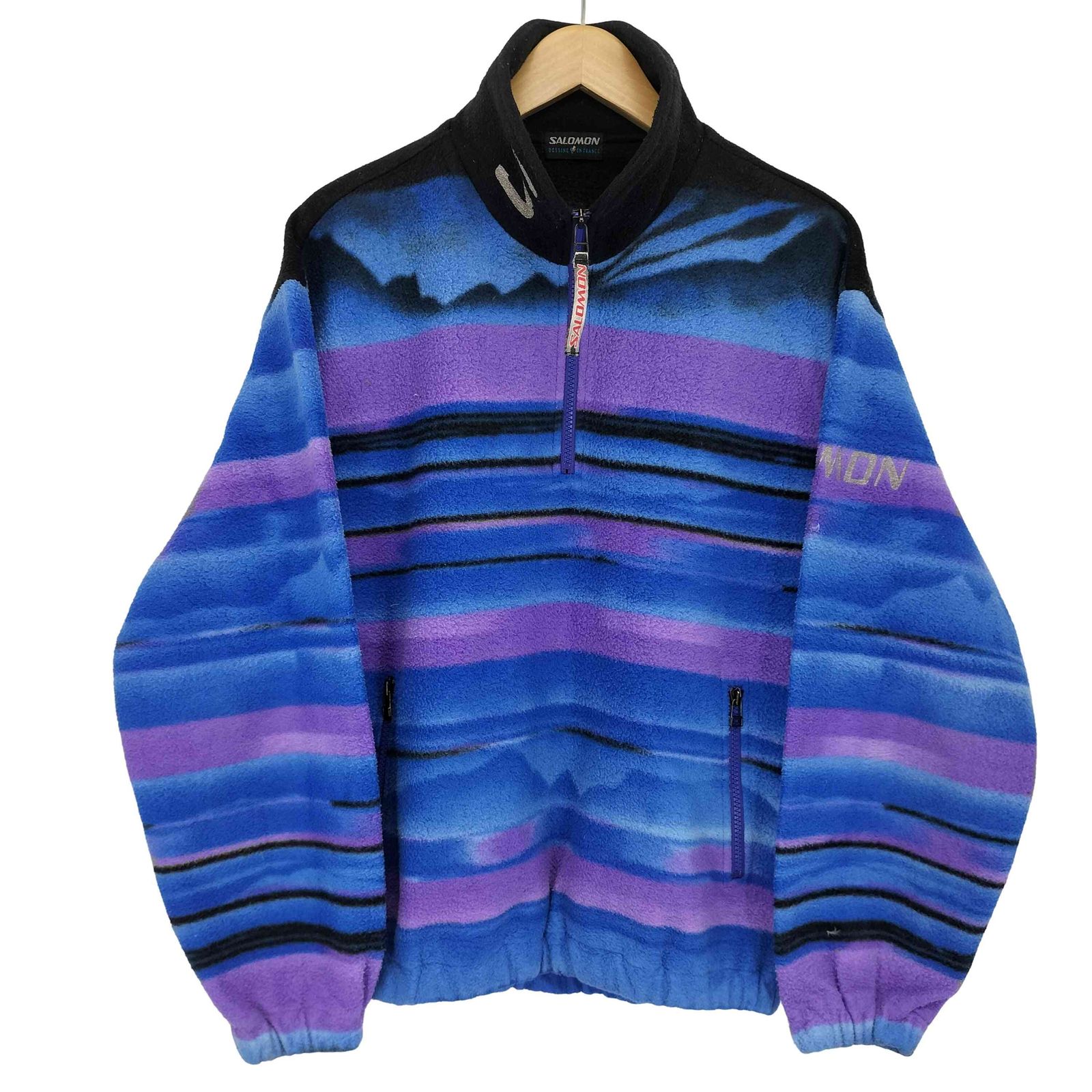 サロモン SALOMON 総柄 ハーフジップ フリースジャケット メンズ