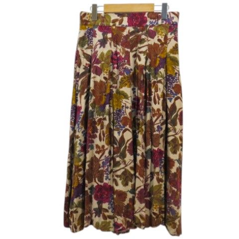 セントマイケル St.michael キュロット ひざ下丈 42 ベージュ系 花柄 フ