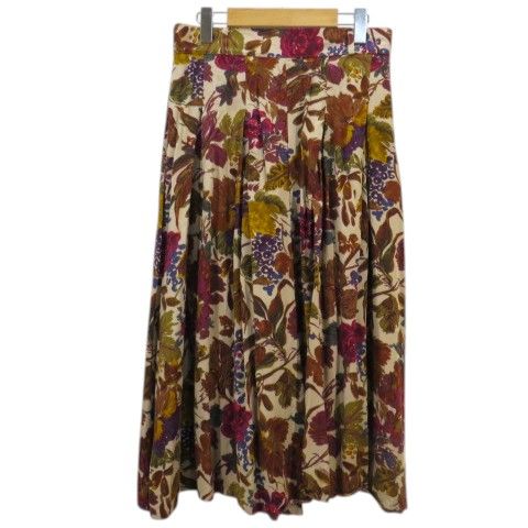 セントマイケル St michael キュロット ひざ下丈 42 ベージュ系 花柄 フ