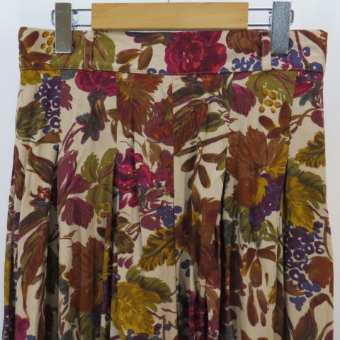  セントマイケル St michael キュロット ひざ下丈 42 ベージュ系 花柄 フ キュロット パンツ