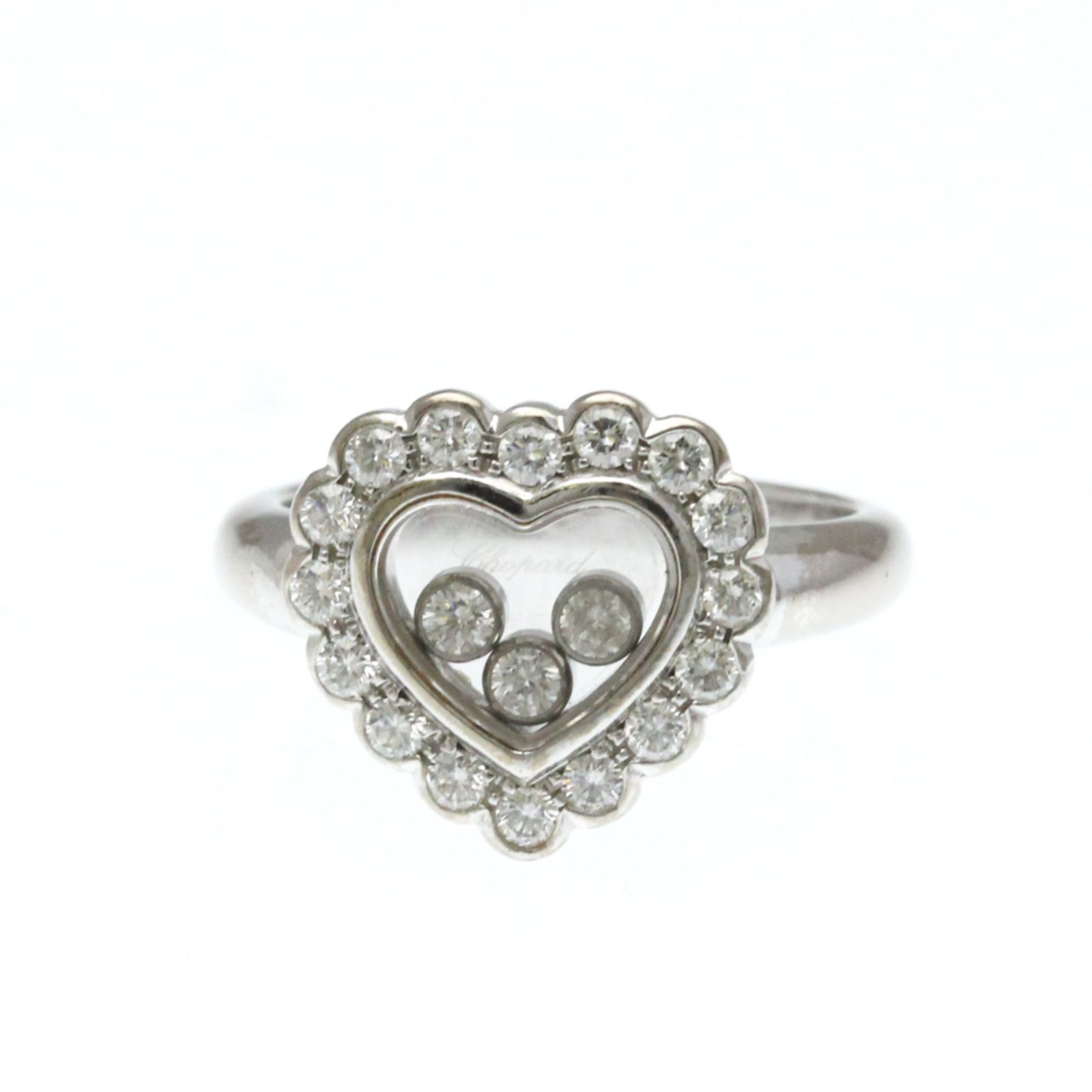 ショパール Chopard ハッピーダイヤモンド ハート ダイヤモンド リング 82 4758 K 18ホワイトゴールド 18 WG ファッション バンドリング シルバー