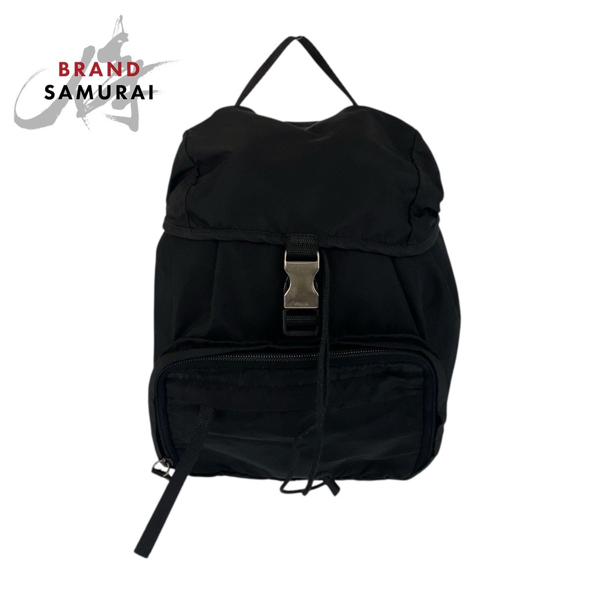 美品 PRADA プラダ テスート 三角ロゴプレート ブラック 黒 シルバー