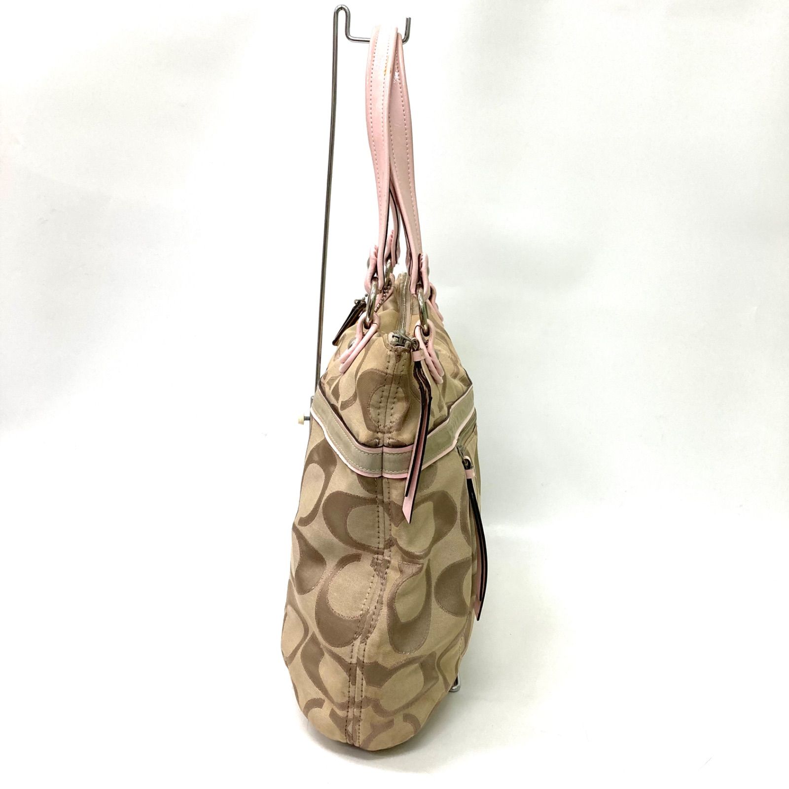 COACH】コーチ シグネチャー ピンク ベージュ トートバッグ ジャンク 