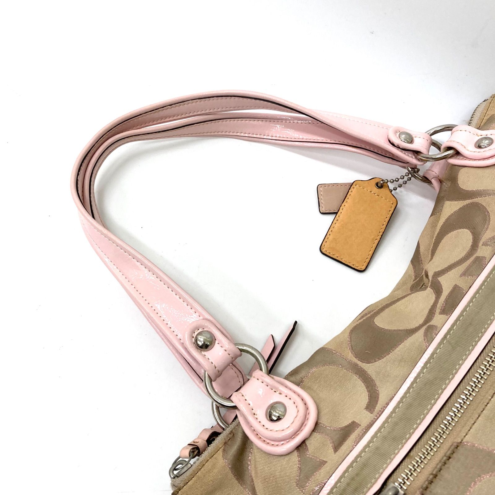 COACH】コーチ シグネチャー ピンク ベージュ トートバッグ ジャンク