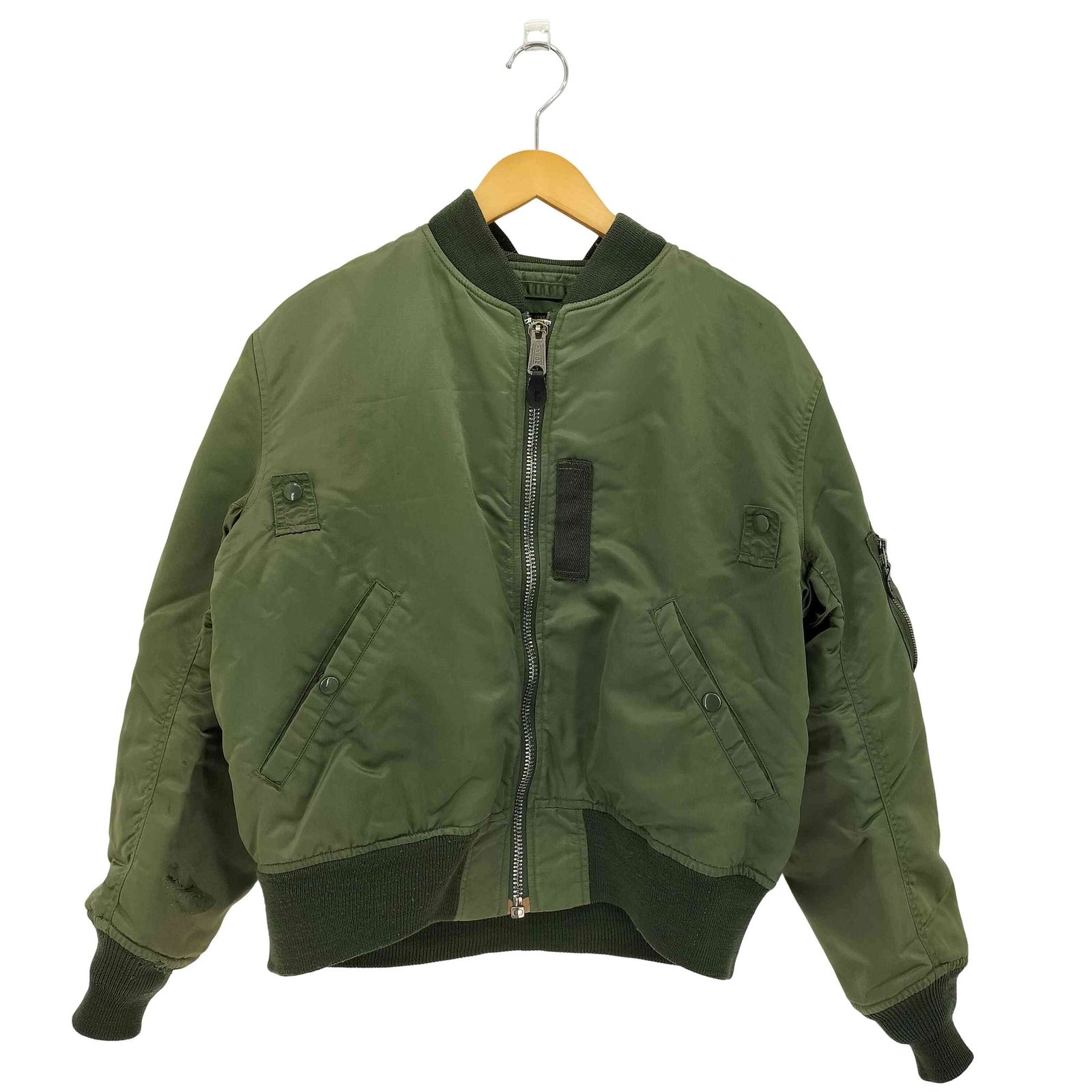 ns MA-1 フライトジャケット TALONジッパー USサイズMほど ユーズドフルギ USED古着 DOG FIGHT TALONジッパー ナイロン フライト