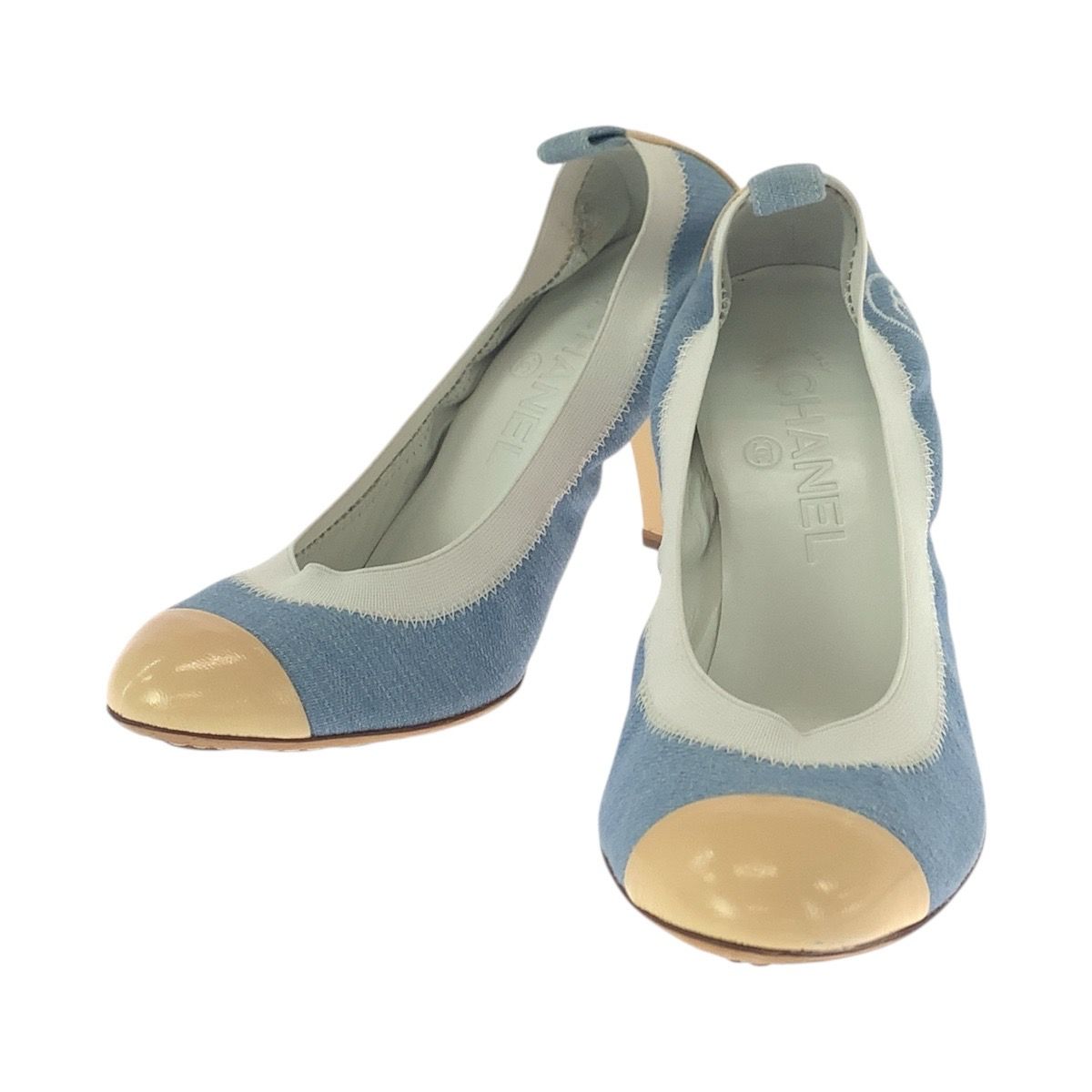 美品 CHANEL シャネル ココマーク サイズ37C ブルー デニム ベージュ