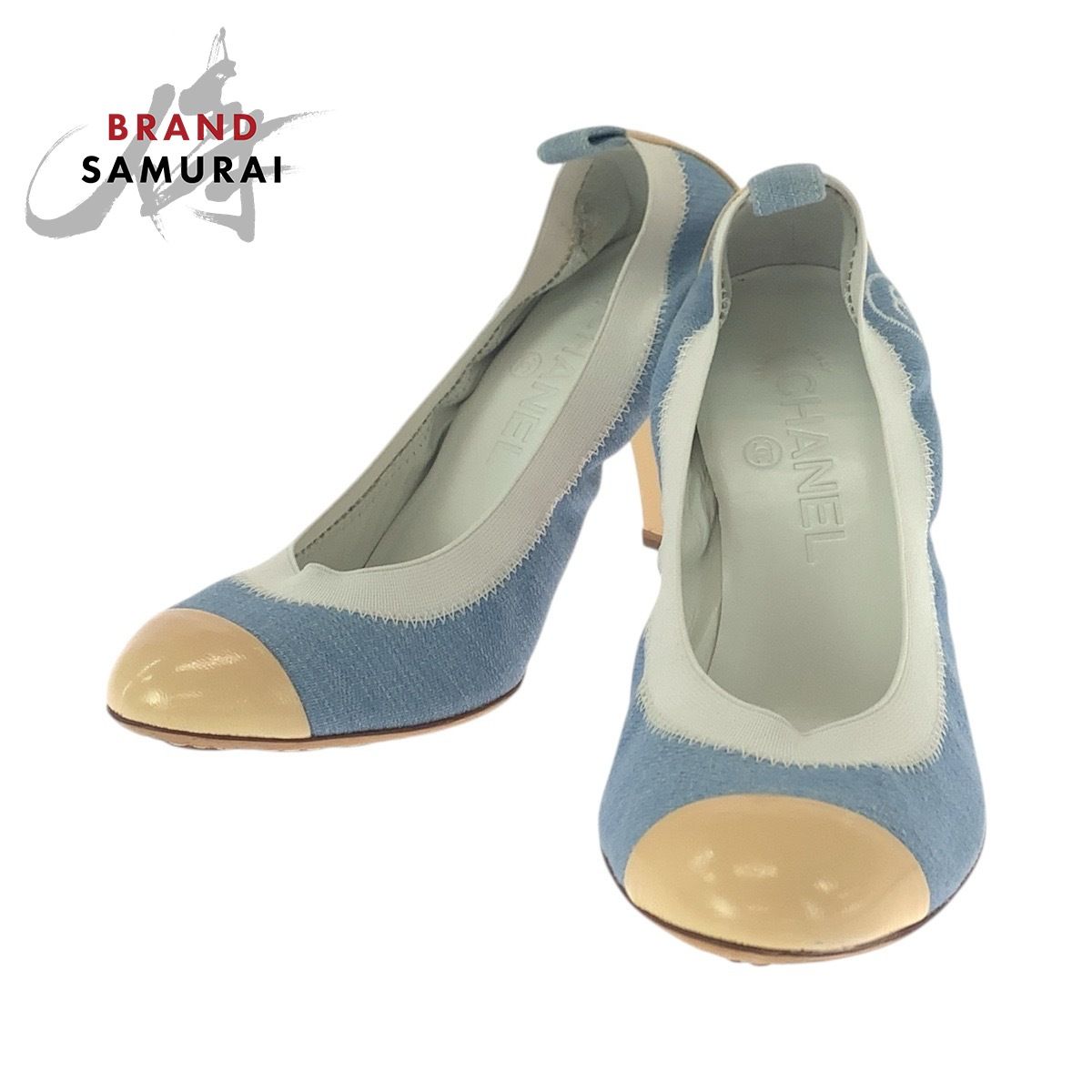 美品 CHANEL シャネル ココマーク サイズ37C ブルー デニム ベージュ