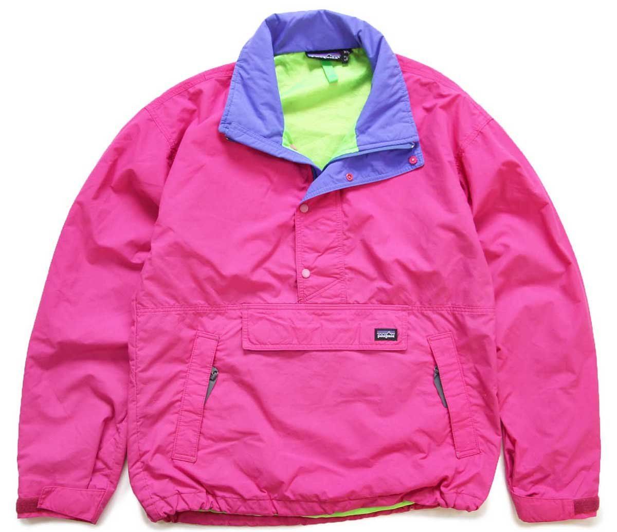 90s USA製 patagoniaパタゴニア ハイネック ハーフジップ ナイロン アノラックジャケット ピンク XSビンテージ アウトドア ネオン