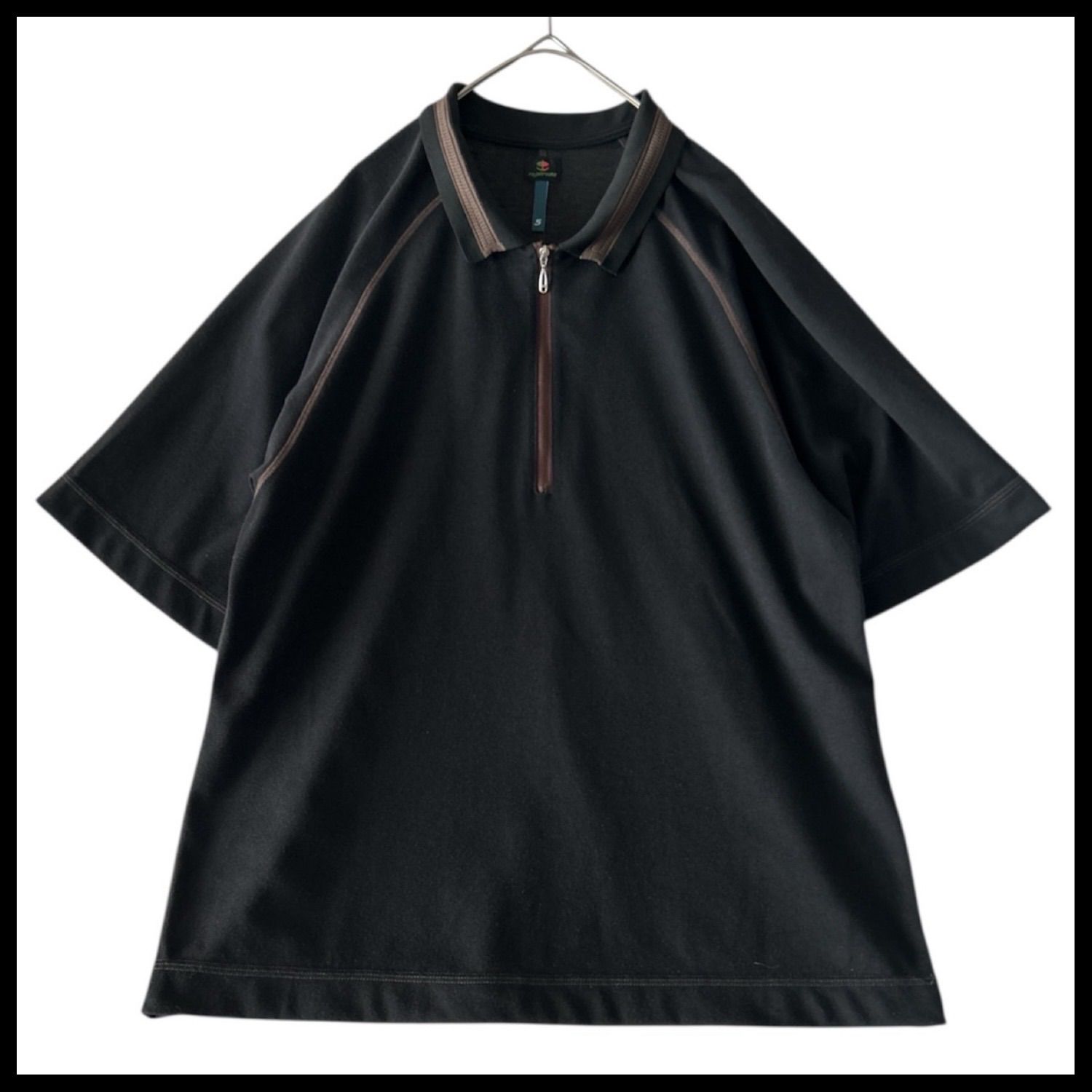 ラジャブルック rajabrooke SPORTY POLO SHIRT ハーフジップ ブラック ブラウン ポロシャツ