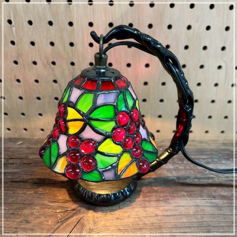 ステンドグラス テーブルランプ 高さ18cm 吊るし型 ぶどう 葡萄 ランプ