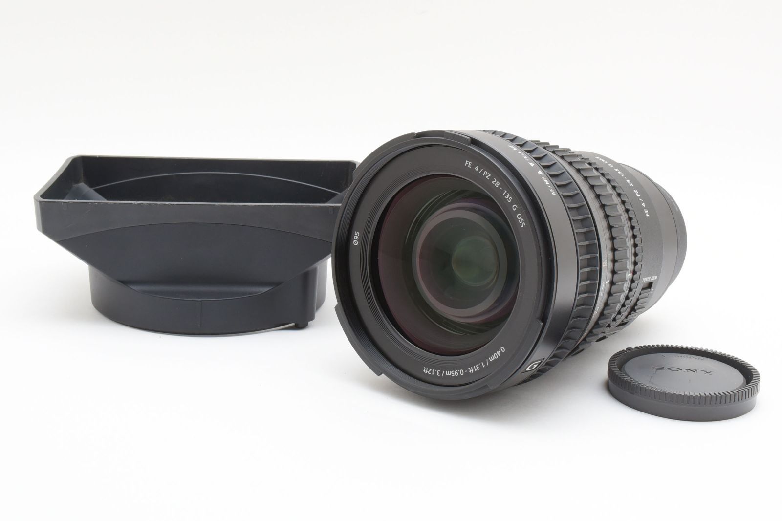 上 ソニー SONY FE PZ 28-135 mm F 4 G OSS レンズフード リアキャップ付 一部 動作品