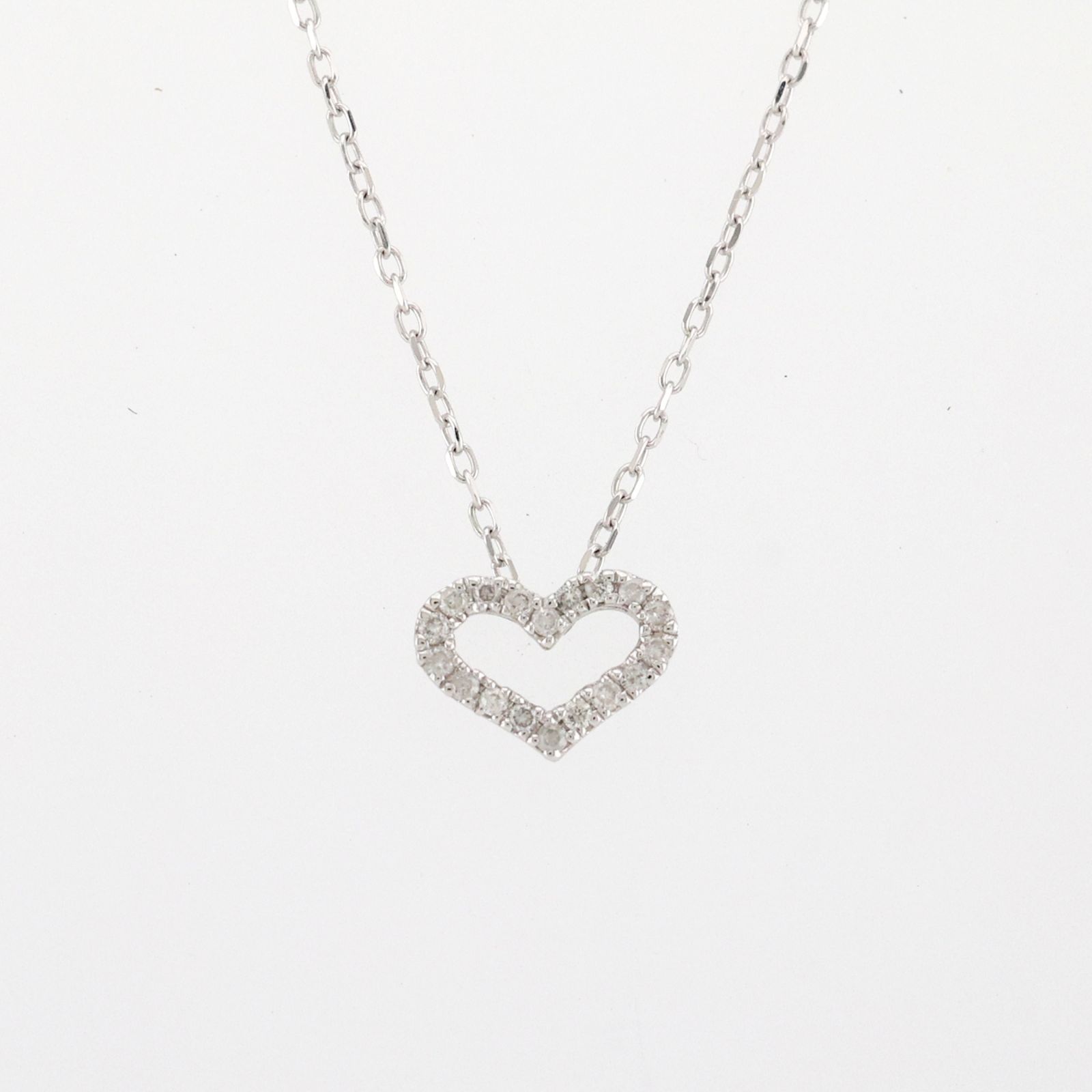 参考定価22 770円 K 18 WG ホワイトゴールド ダイヤモンド ネックレス ペンダント チェーン セット 約40㎝ ジュエリー メレダイヤモンド ハートモチーフ リボンケース付き