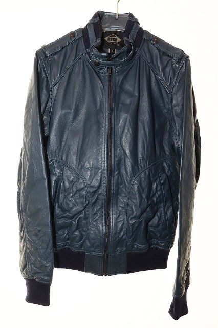 ヒステリックグラマー GLAMOUR レザー ライダース ジャケット M 4 LB 1282 豚革 ブルゾン ブルー ブランド古着ベクトル AA 251220