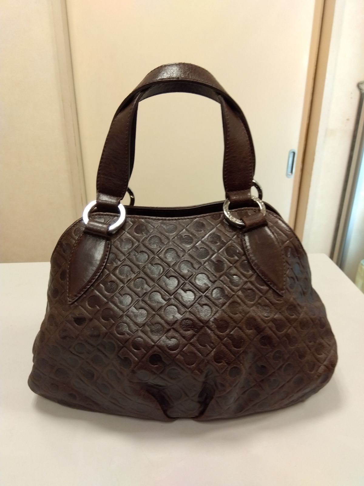 M7 ゲラルディーニ GHERARDINI ハンドバッグ レザー ダークブラウン