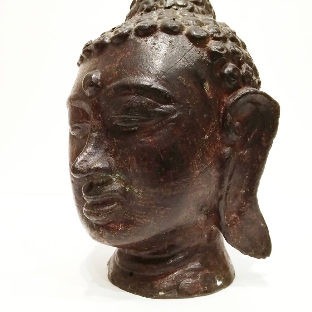 仏頭 銅製 仏像 古美術 骨董 アンティーク 仏教美術 オブジェ