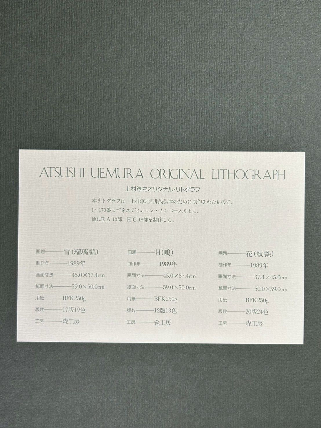 幽玄】上村淳之画集 特装本 限定 直筆サイン入 上村松園 上村松篁 動物