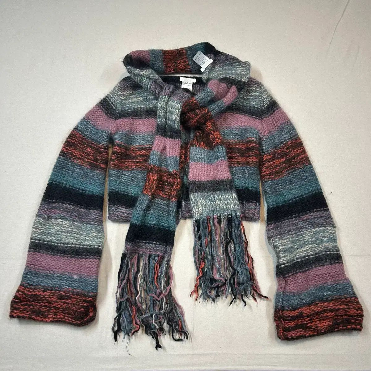 M クロエ Chloe モヘア ベル スリーブ オープン カーディガン - マフラー