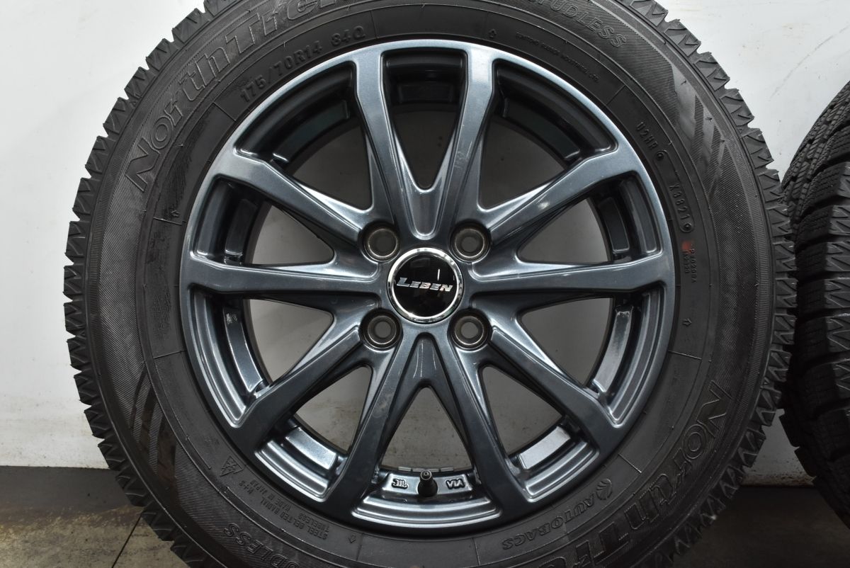  バリ溝 LEBEN 14 in 5 J 48 PCD 100 ノーストレック N 3 i 175 70 R フィールダー アクア ヴィッツ フィット デミオ スタッドレス 14インチ タイヤ ホイールセット