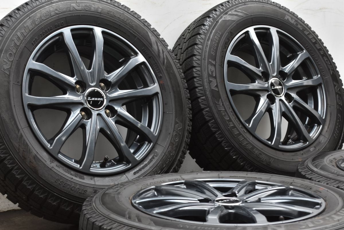 バリ溝 LEBEN 14 in 5 J 48 PCD 100 ノーストレック N 3 i 175 70 R フィールダー アクア ヴィッツ フィット デミオ スタッドレス