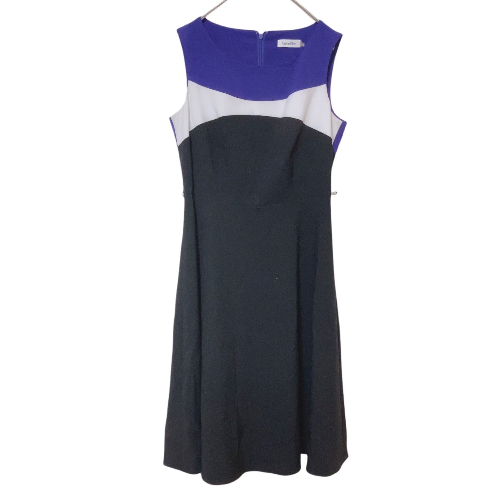 RE277 Calvin Klein カルバンクライン ノースリーブワンピース 配色 黒