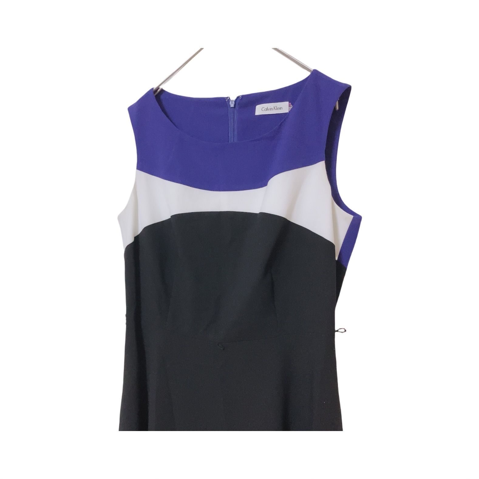 RE277 Calvin Klein カルバンクライン ノースリーブワンピース 配色 黒 