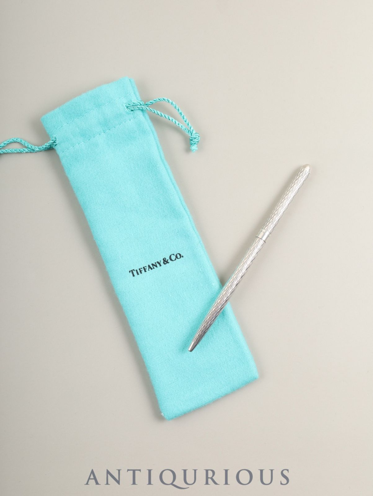 ティファニー ボールペン スターリングシルバー ツイスト式 ドイツ製 ウェーブ カービング 保存袋 社外インク ブラック に交換済み