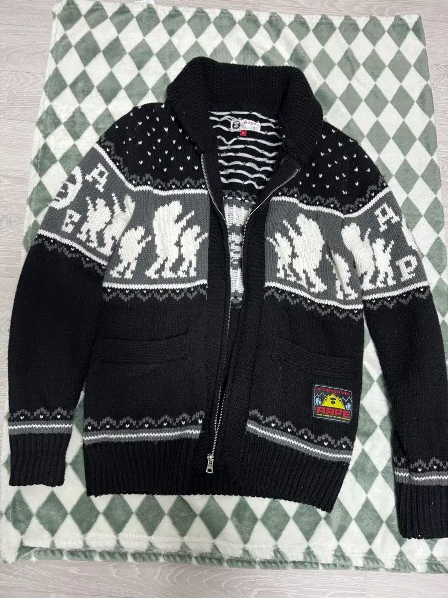 Aape アベイシングエイプ ニット ジップアップ カーディガン ブラック XL