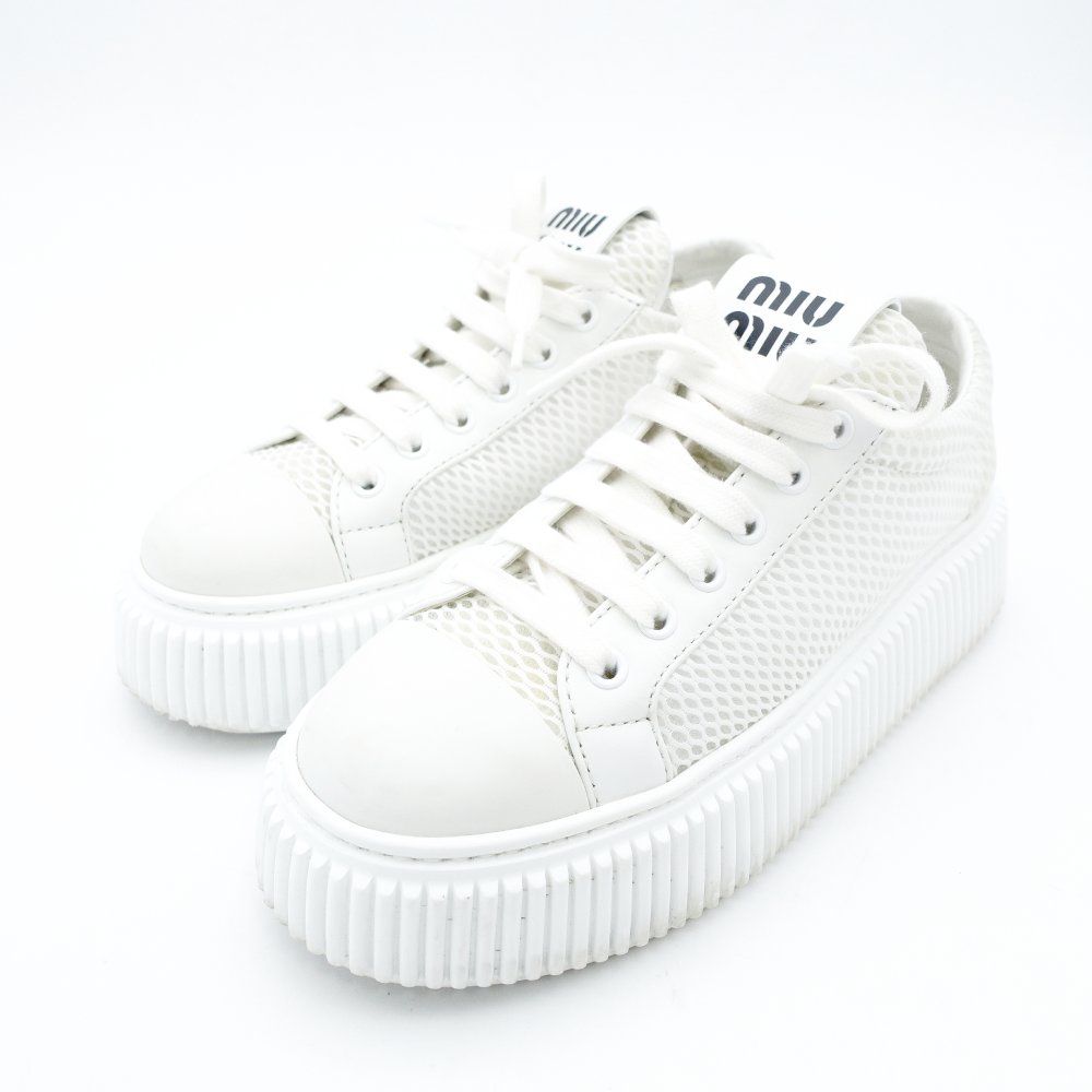 ミュウミュウ MIU MIU ロゴメッシュ スニーカー EU36 約23cm US6