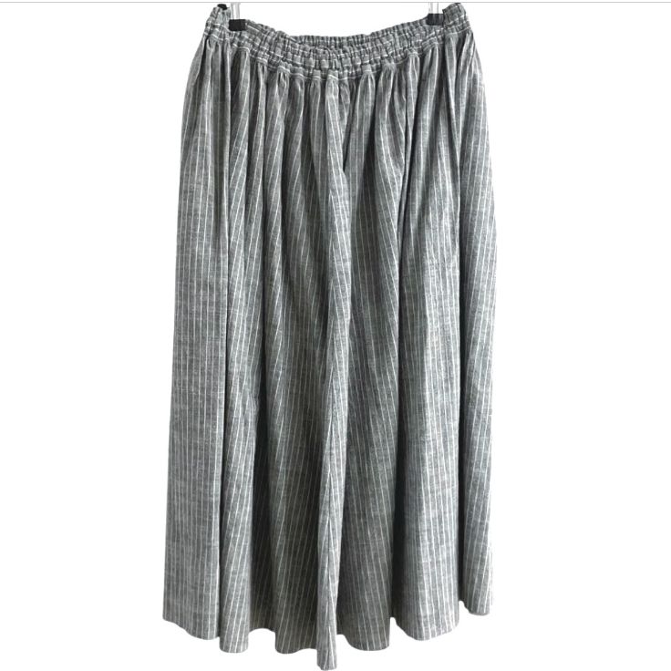HUIS. ハウス シーチングコットンロングスカート グレーストライプ 遠州織物 F U 402-0226-08 DGYST