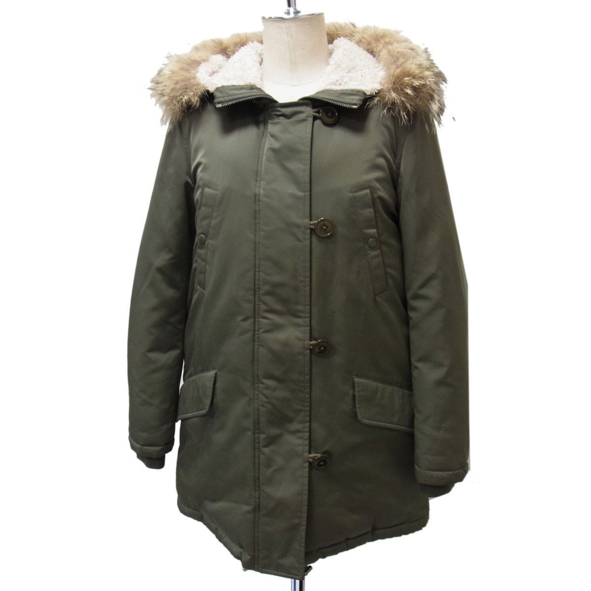 美品 セオリー ダウンジャケット ミリタリー ファーコート カーキ 定価82.950円☆theory セオリー N-3B ミリタリーダウンコート