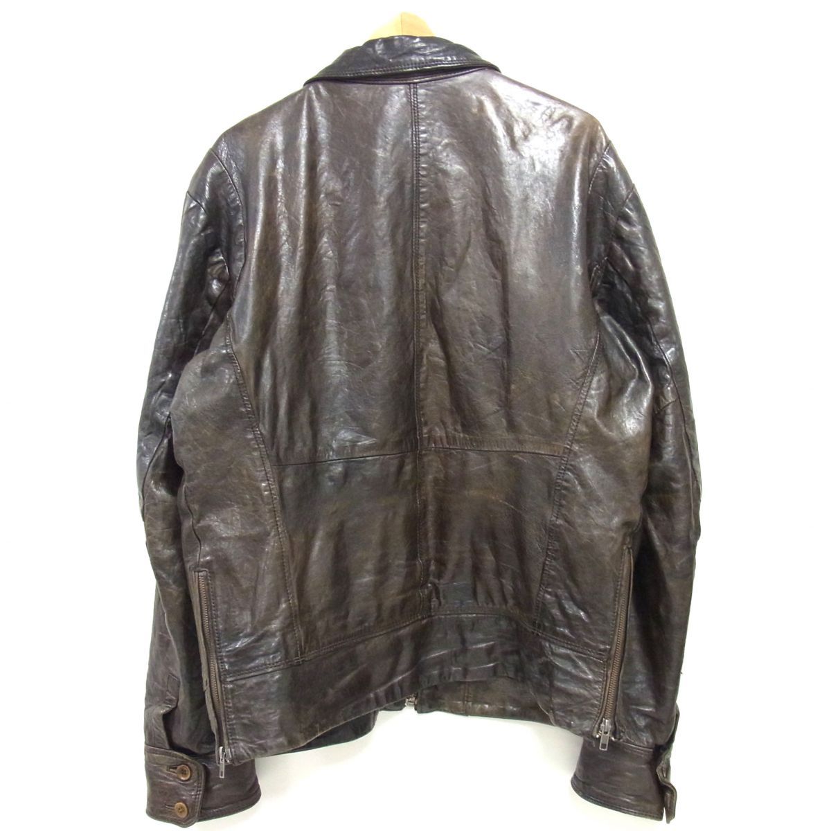 ☆DIESEL ディーゼル ラムレザー ジップジャケット 羊革 メンズ 大きめ