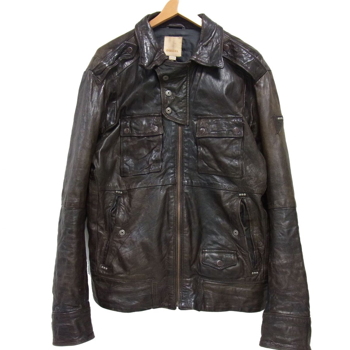 DIESEL ディーゼル ラムシープスキンレザージャケット ビンテージ加工 M DIESEL ディーゼル ラムシープスキンレザージャケット ビンテージ加工