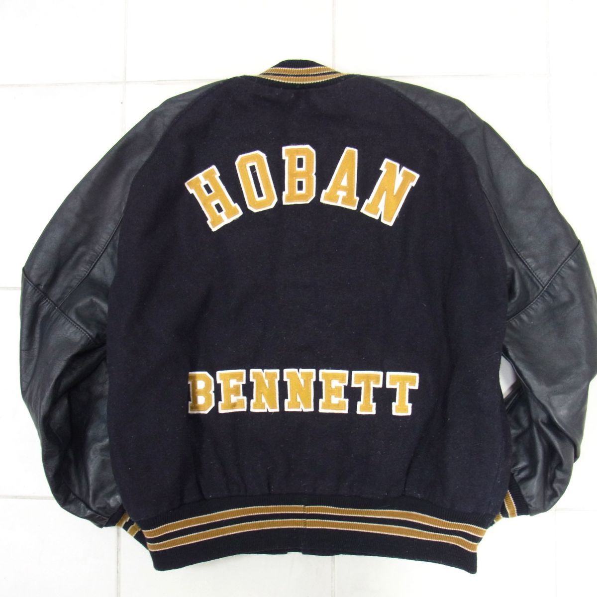 90s ヴィンテージ USA製 DELONG デロング 袖革 ウールスタジャン