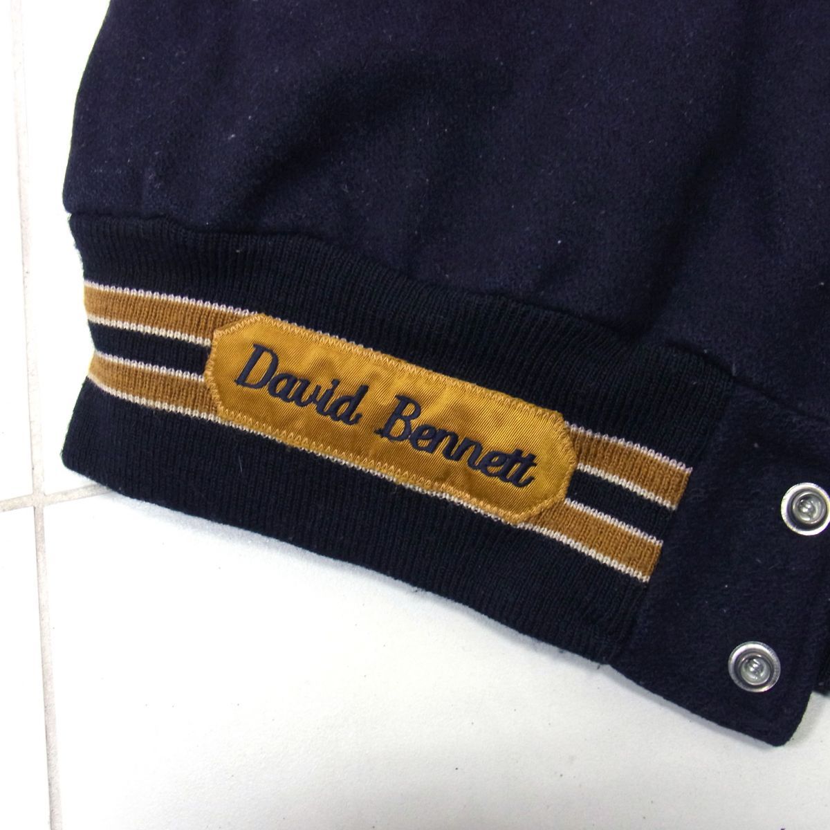 90s ヴィンテージ USA製 DELONG デロング 袖革 ウールスタジャン