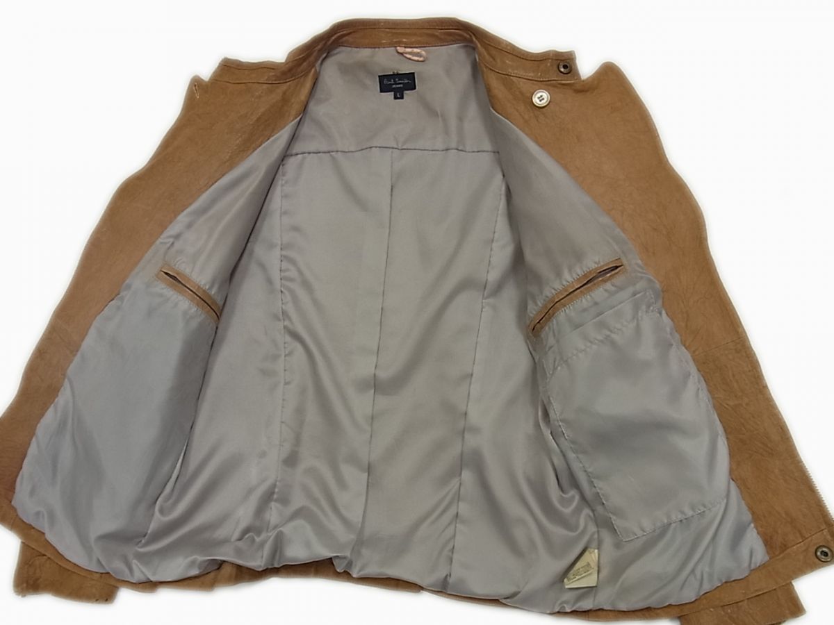 牛革カウレザー /ポールスミス キルティング レザージャケット キャメル 牛革カウレザー /ポールスミス キルティング レザージャケット