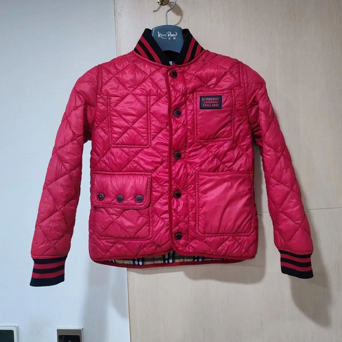 バーバリー キッズ キルティング ジャケット レッド 120 7-8歳 - メルカリ