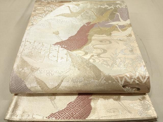 平和屋着物◎九百佐賀錦 六通柄袋帯 光悦 飛鶴 金銀糸 正絹 逸品