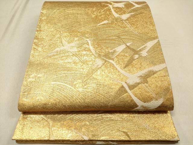 平和屋着物◎六通柄袋帯 立波飛鶴文 金糸 正絹 逸品 DAAZ5690ea - メルカリ