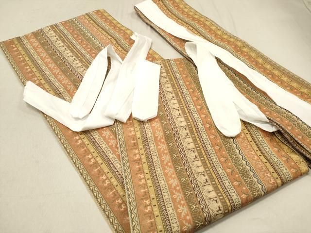 平和屋着物◎本場筑前博多織 つけ帯 壁画動物花文 正絹 逸品