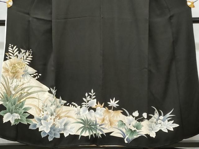 平和屋着物□豪華黒留袖 刺繍 草花文 金彩 正絹 逸品 CABA7847fb
