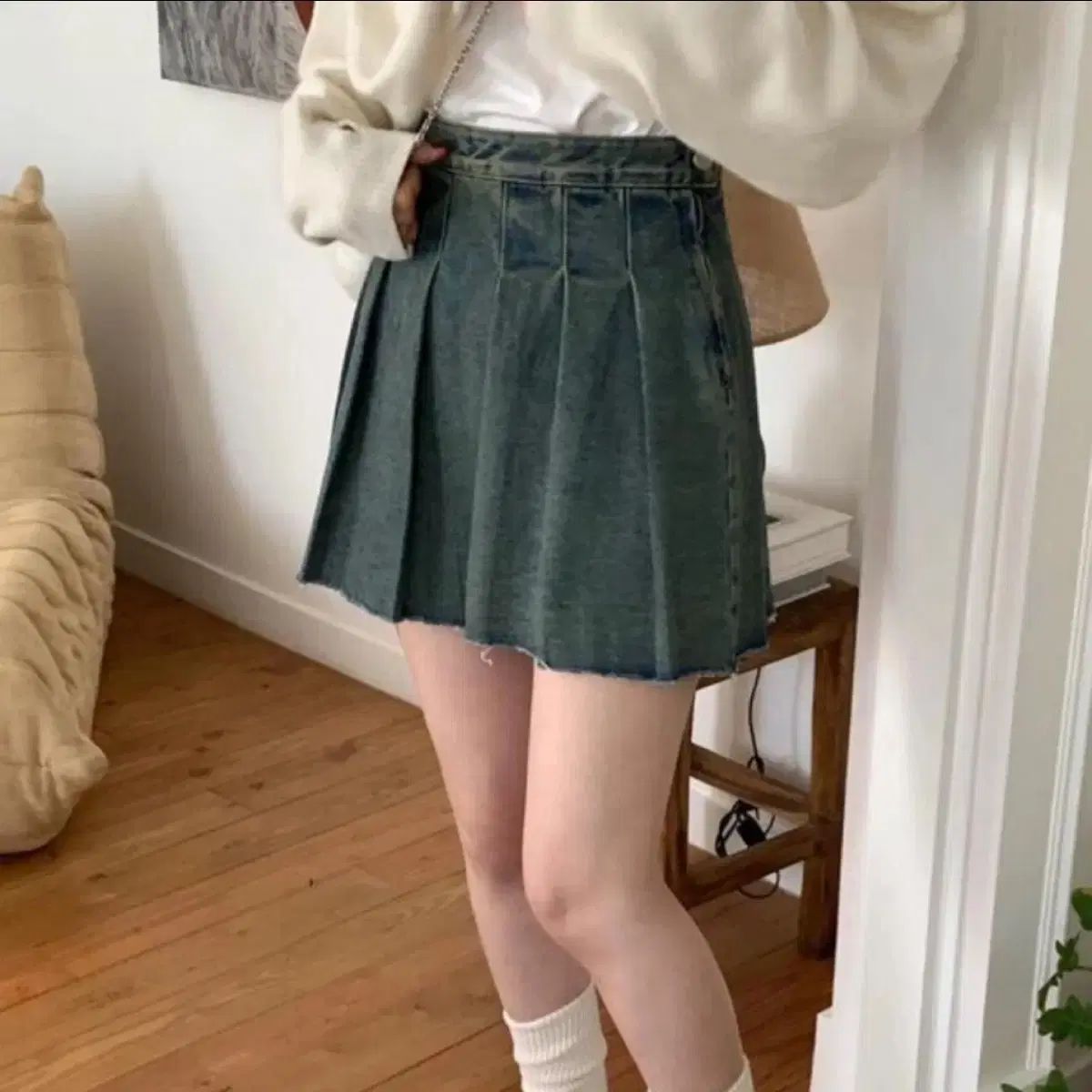 ジグザグ PETER AND WENDY カッティング プリーツ デニム スカート