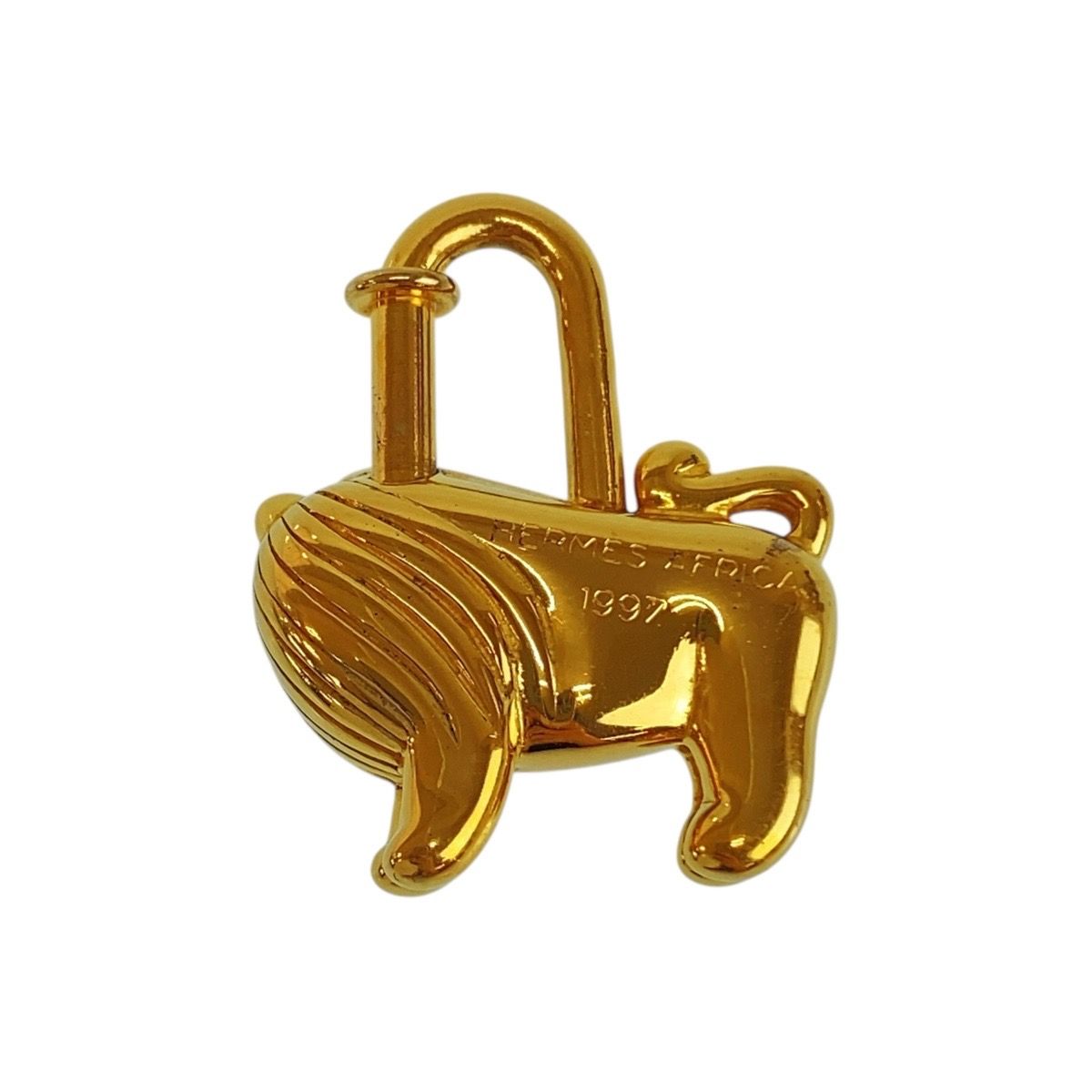美品 HERMES エルメス アフリカ カデナ ライオン ゴールド メタル