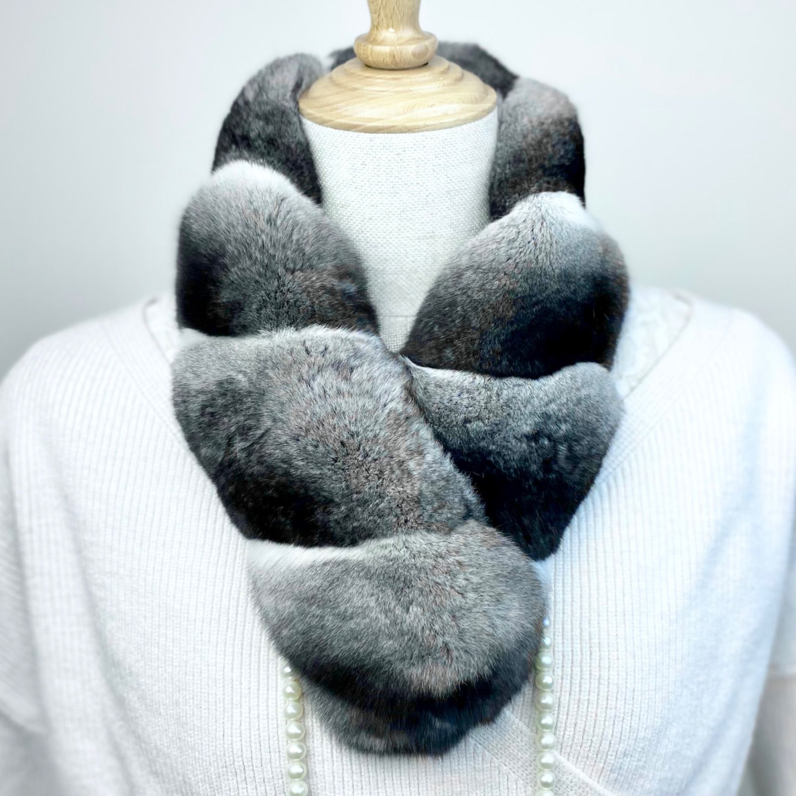 フェア 最後の一点‼︎ チンチラ マフラー グレー 70