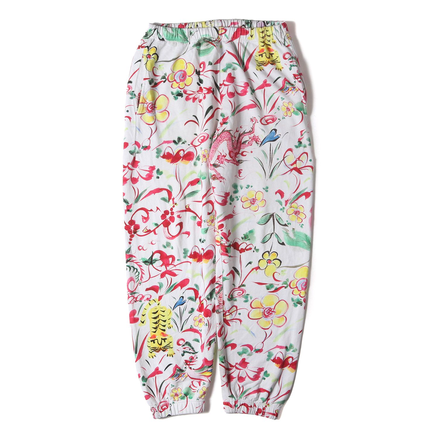 KENZO ケンゾー パンツ ホワイト 白 サイズ M タイガー＆フラワー プリント スウェット ジョガーパンツ AKAE INK ボトムス ズボン メンズ