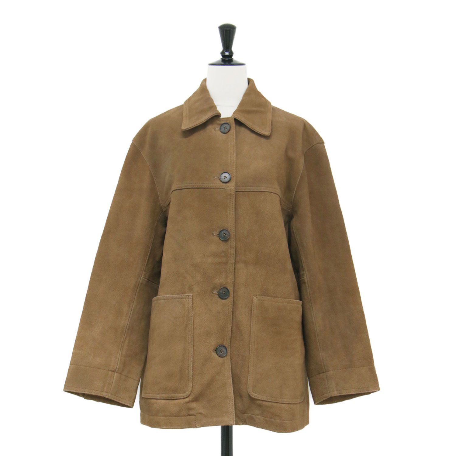 BEAUTY-YOUTH ビューティアンドユース ジャケット ブラウン サイズ XS 25秋冬 スエード カバーオール ブルゾン 長袖 カウレザー 本革 アウター 上着 レディース