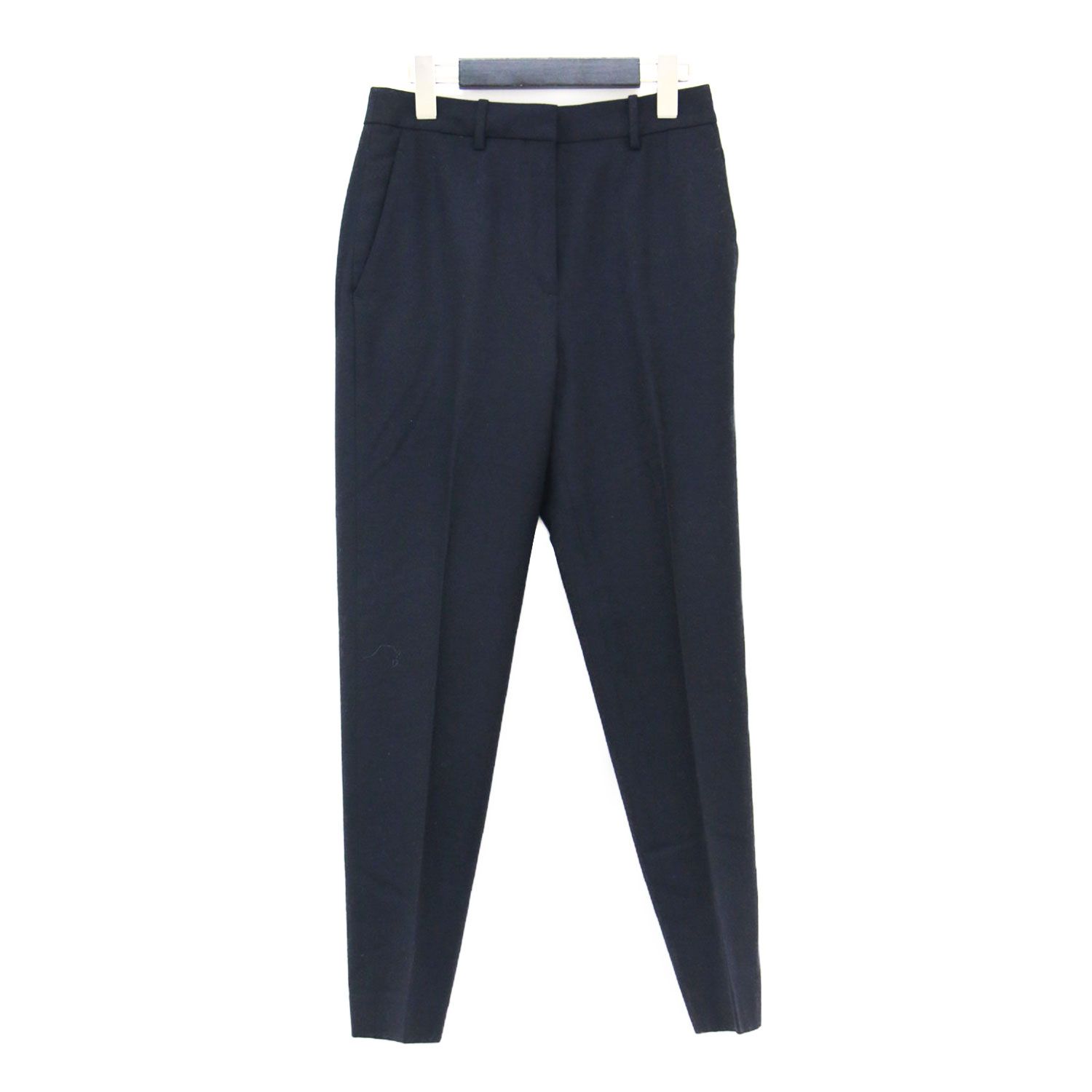 DES PRES デプレ パンツ ネイビー 紺 サイズ 32 5号 21秋冬 ウール フランネル シガレット スラックス テーパード スリム センタープレス ボトムス ズボン レディース