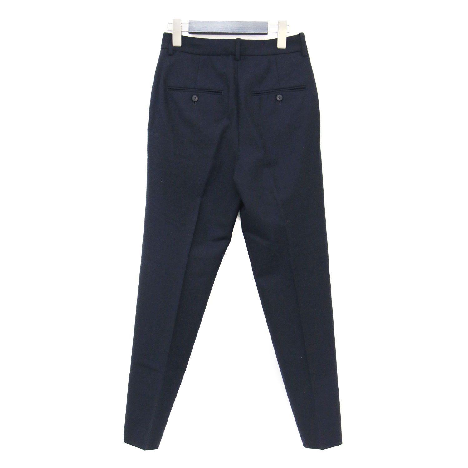 DES PRES デプレ パンツ ネイビー 紺 サイズ 32 5号 21秋冬 ウール フランネル シガレット スラックス テーパード スリム センタープレス ボトムス ズボン レディース