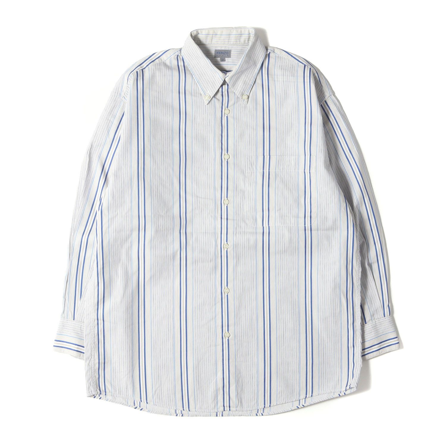 KENZO ケンゾー シャツ ホワイト ブルー ベージュ サイズ:2 | 90s 