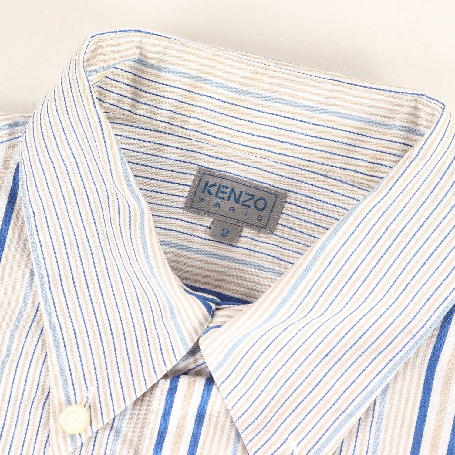 KENZO ケンゾー シャツ ホワイト ブルー ベージュ サイズ:2 | 90s 